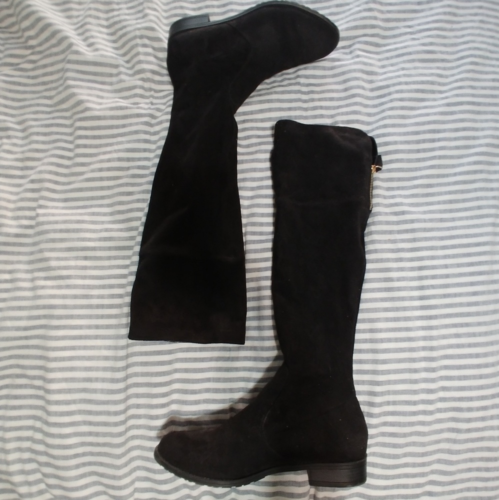 Unisa Black Suede Knee High Boots
